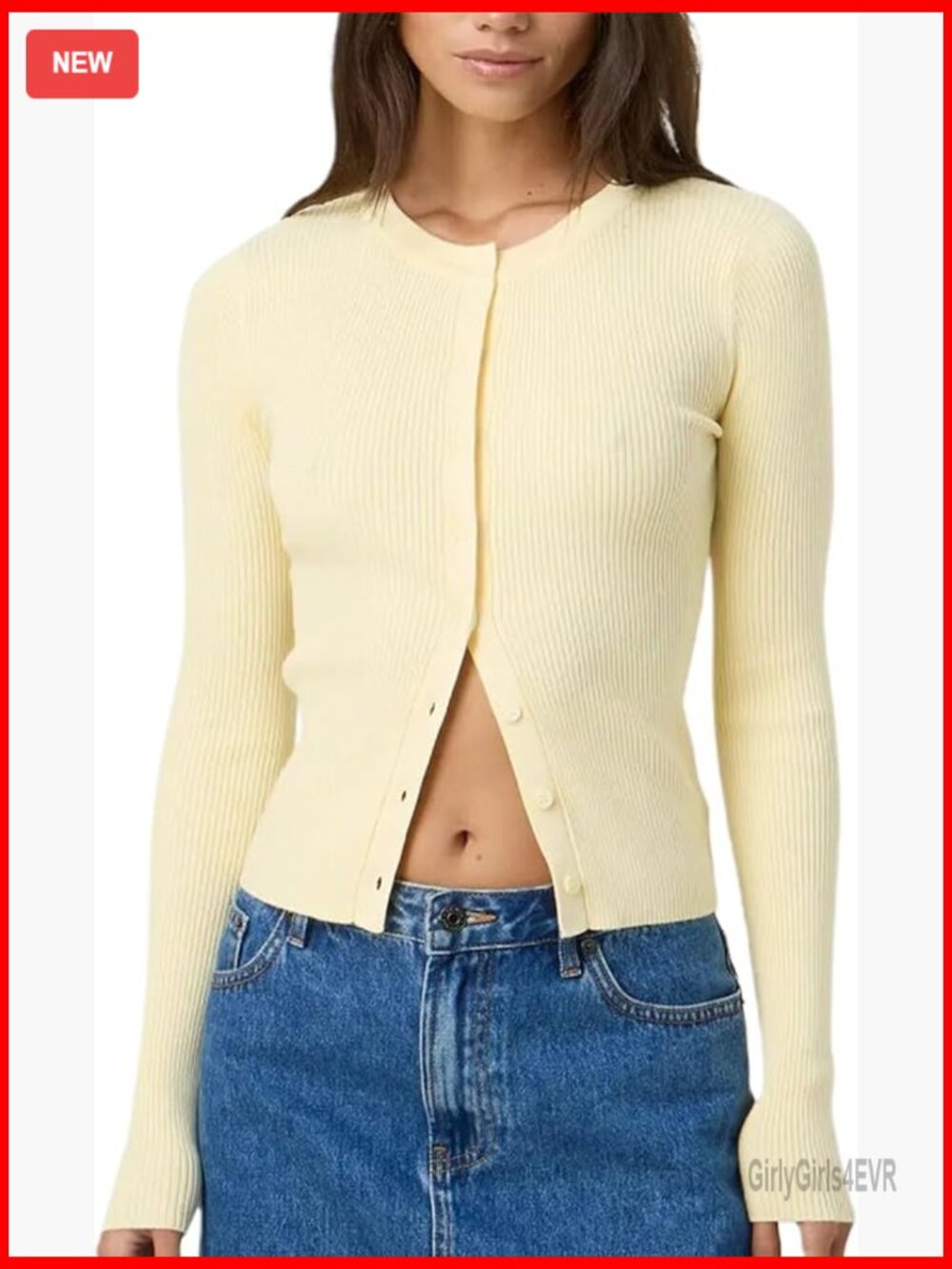 Ribbed Cardigan Long Sleeve Button Up Slim Fit Knit Sweater Streetwear